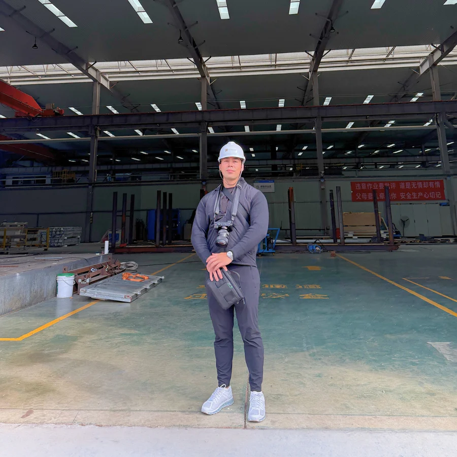 Founder Shad at the purpose-built overseas production facility in 2025